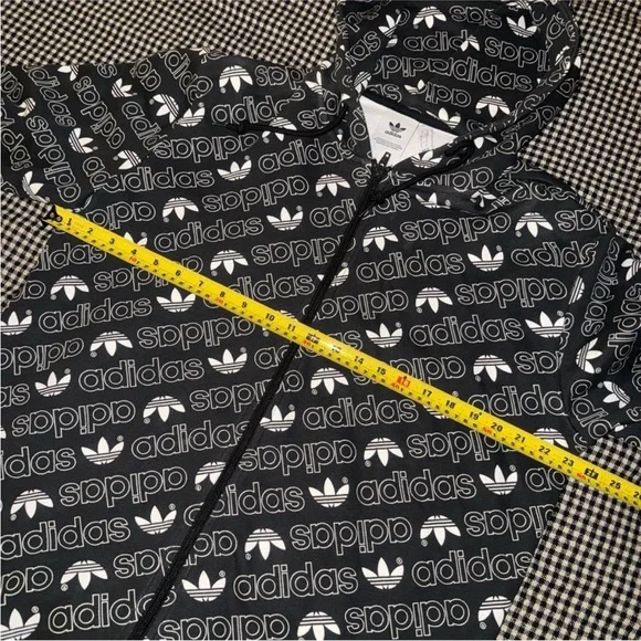 Adidas Black And White AOP Zip-Up Limited Edition Y2K Streetwear Hoodie - Picture 3 of 6